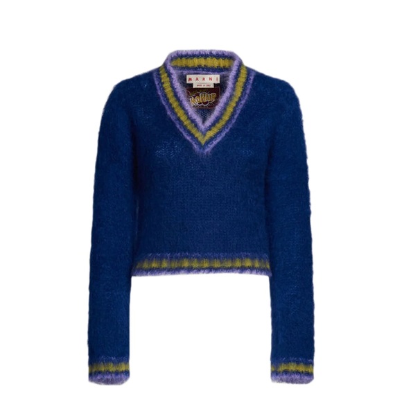 Marni Sweaters - Marni Fuzzy Wuzzy Striped College Mohair Sweater